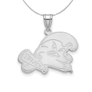 Sterling Silver Tulane U. Small Pendant Necklace - 24 Inch